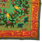 Hermes Scarf 100% Silk Early America Good Vintage Animal Pattern Green Box — view 6