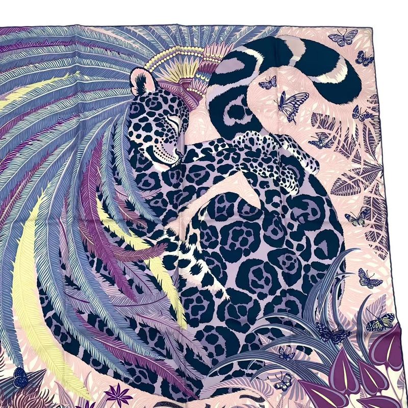 Hermes Carre 90 Scarf Silk Jaguar Quetzal Multicolor — view 4