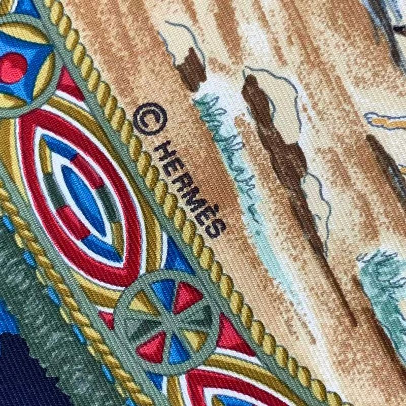 Hermes Carre 90 Scarf Silk Cavaliers Peuls Horseman Of The Pool Tribe Navy — view 7