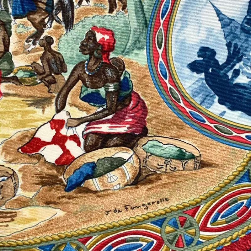Hermes Carre 90 Scarf Silk Cavaliers Peuls Horseman Of The Pool Tribe Navy — view 8