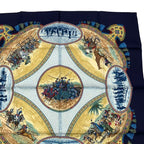 Hermes Carre 90 Scarf Silk Cavaliers Peuls Horseman Of The Pool Tribe Navy — view 4