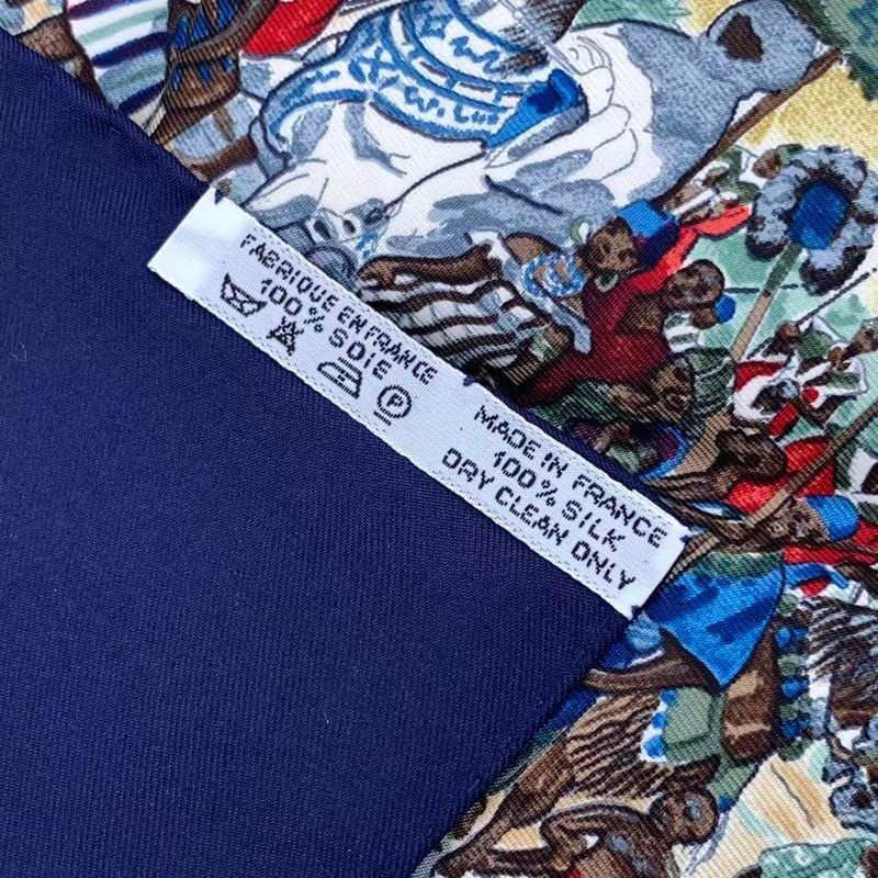 Hermes Carre 90 Scarf Silk Cavaliers Peuls Horseman Of The Pool Tribe Navy — view 9