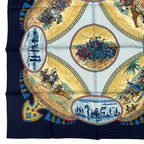 Hermes Carre 90 Scarf Silk Cavaliers Peuls Horseman Of The Pool Tribe Navy — view 5