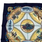 Hermes Carre 90 Scarf Silk Cavaliers Peuls Horseman Of The Pool Tribe Navy — view 3