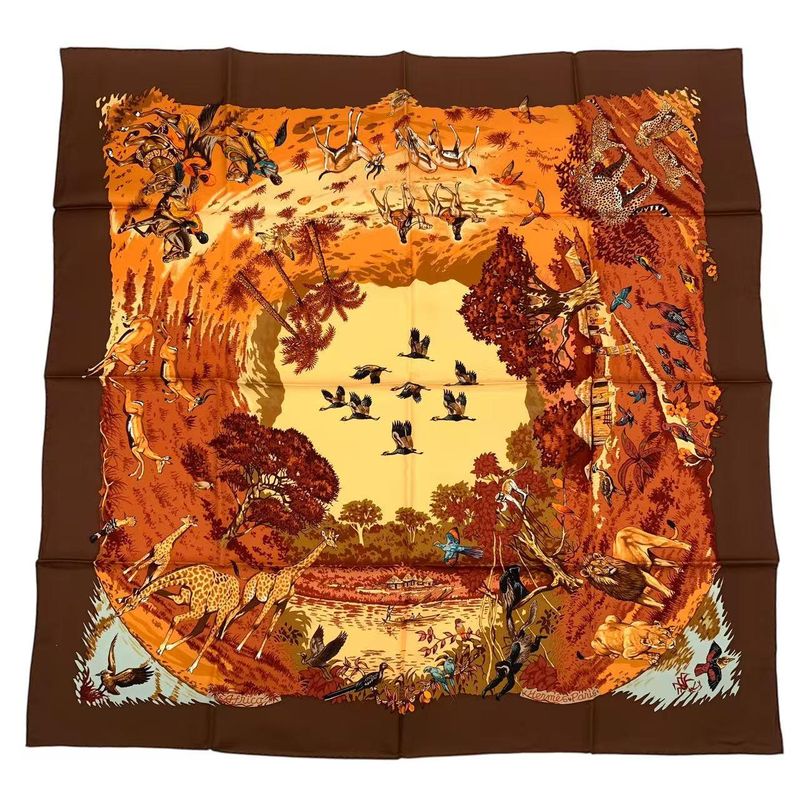 Hermes Scarf 100% Silk Carre 90 Africa Brown Box — view 2