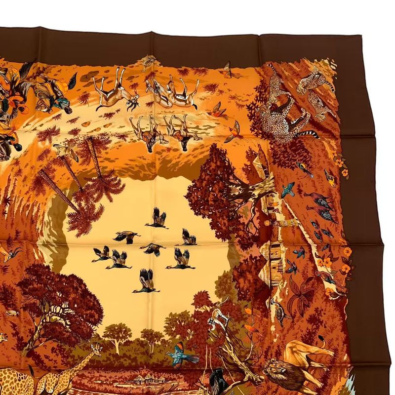 Hermes Scarf 100% Silk Carre 90 Africa Brown Box — view 4