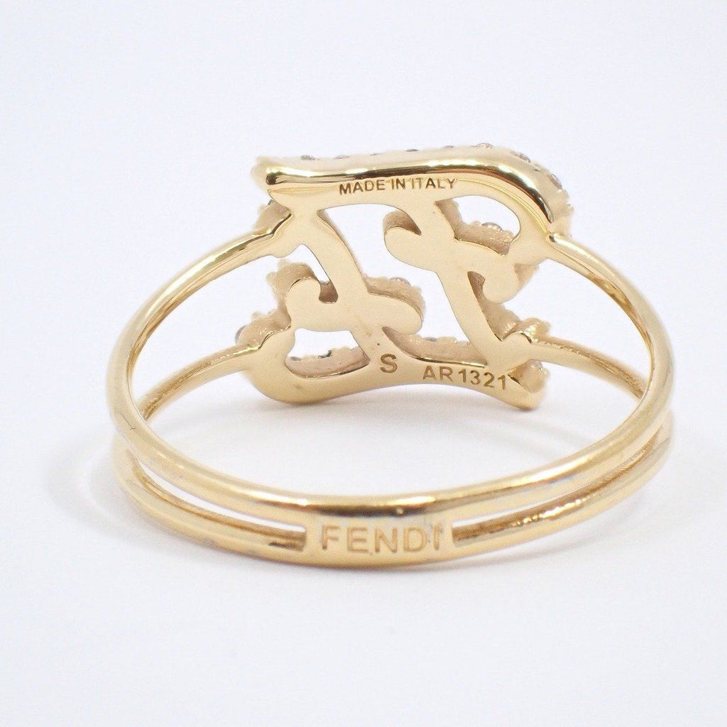 Fendi Calligraphy Ring Gold Color Rhinestone — view 4