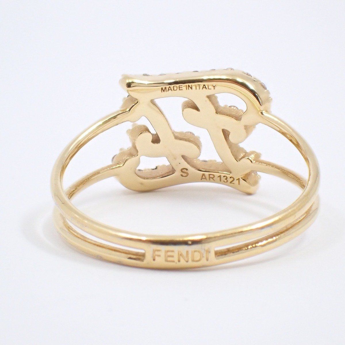 Fendi Calligraphy Ring Gold Color Rhinestone — view 4