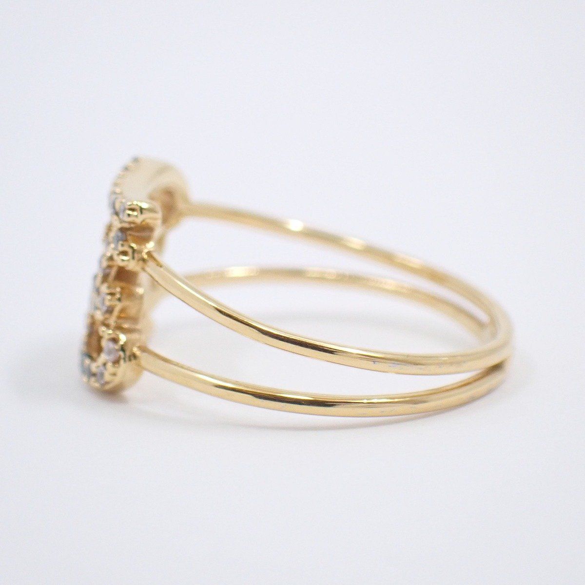 Fendi Calligraphy Ring Gold Color Rhinestone — view 2