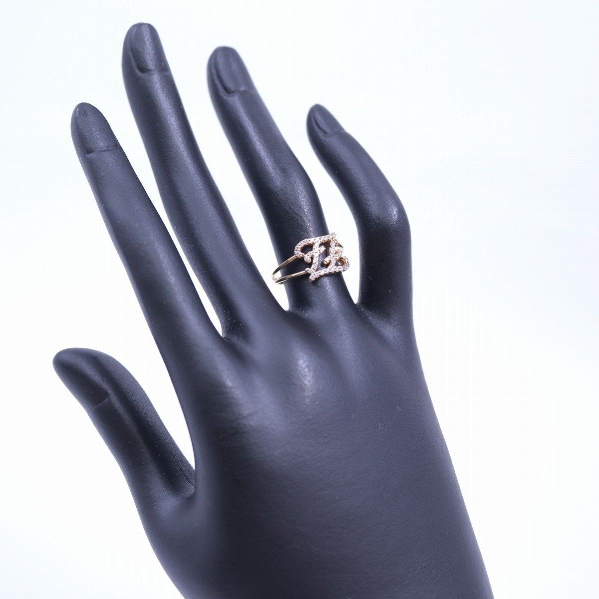 Fendi Calligraphy Ring Gold Color Rhinestone — view 8