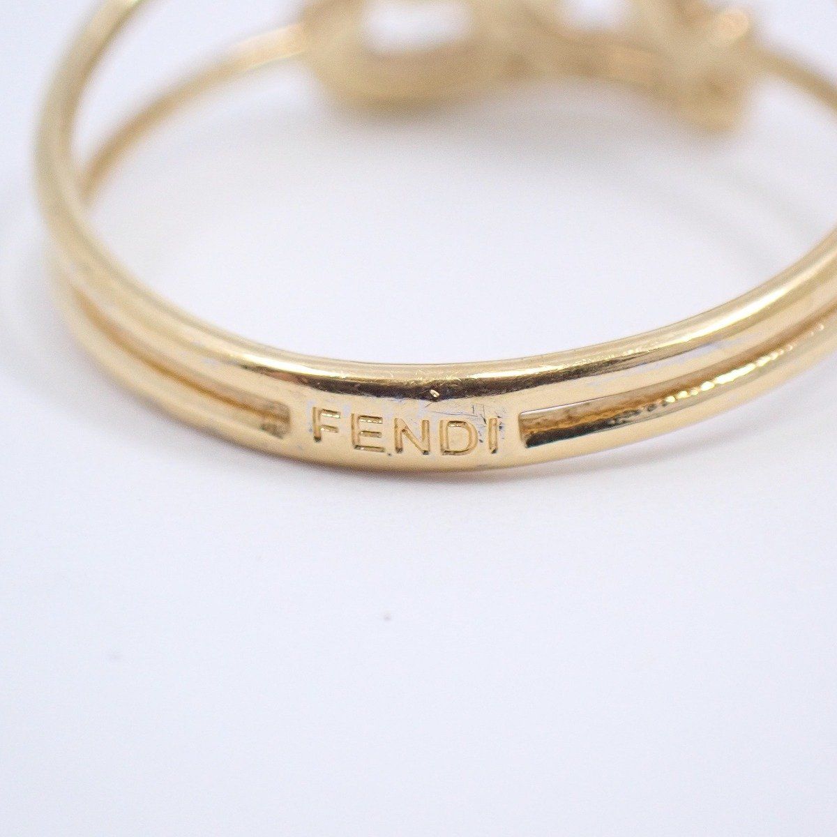 Fendi Calligraphy Ring Gold Color Rhinestone — view 5