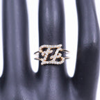 Fendi Calligraphy Ring Gold Color Rhinestone — view 7