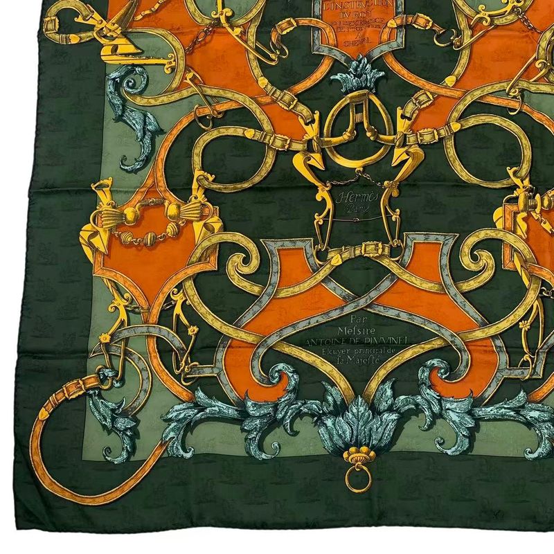 Hermes Scarf Carre 90 100% Silk L'instrvction DV ROY Teiogaku Horse Pattern — view 5