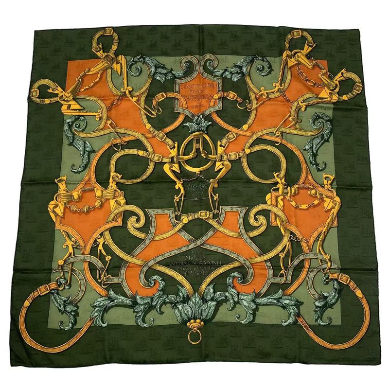 Hermes Scarf Carre 90 100% Silk L'instrvction DV ROY Teiogaku Horse Pattern — view 2