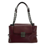 Bottega Veneta Leather Chain Handle Flap Tote Bag Burgundy — view 3