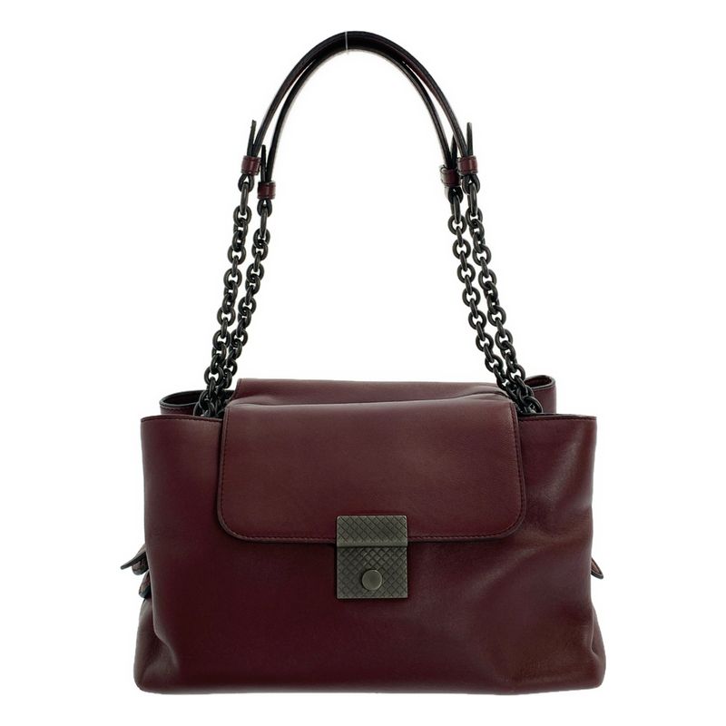 Bottega Veneta Leather Chain Handle Flap Tote Bag Burgundy — view 3
