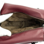 Bottega Veneta Leather Chain Handle Flap Tote Bag Burgundy — view 4