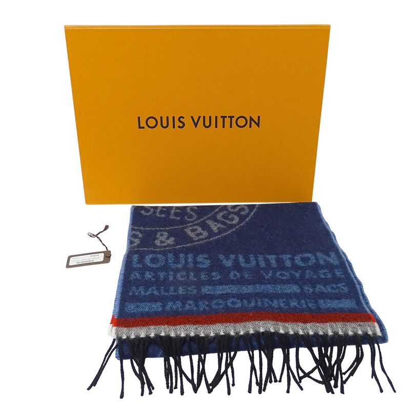 Louis Vuitton Muffler Shawl Wool Cashmere Echarpe Trunk Stamps Scarf — view 5
