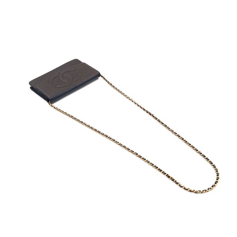Chanel Shoulder Bag Caviar Leather CC Logo Chain Wallet — view 8