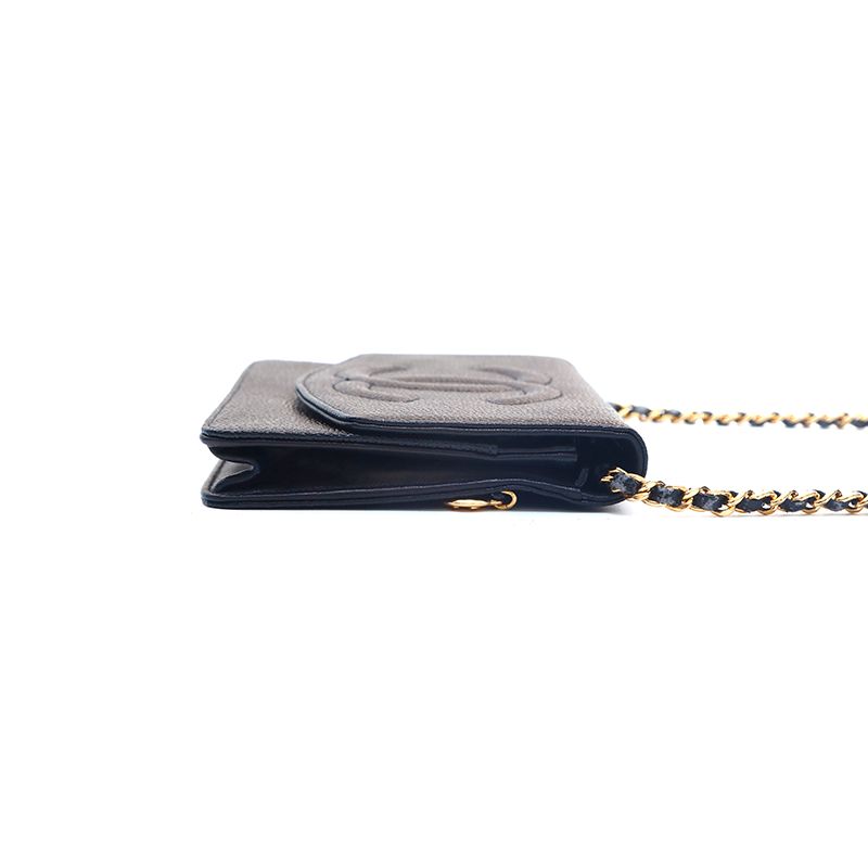 Chanel Shoulder Bag Caviar Leather CC Logo Chain Wallet — view 4