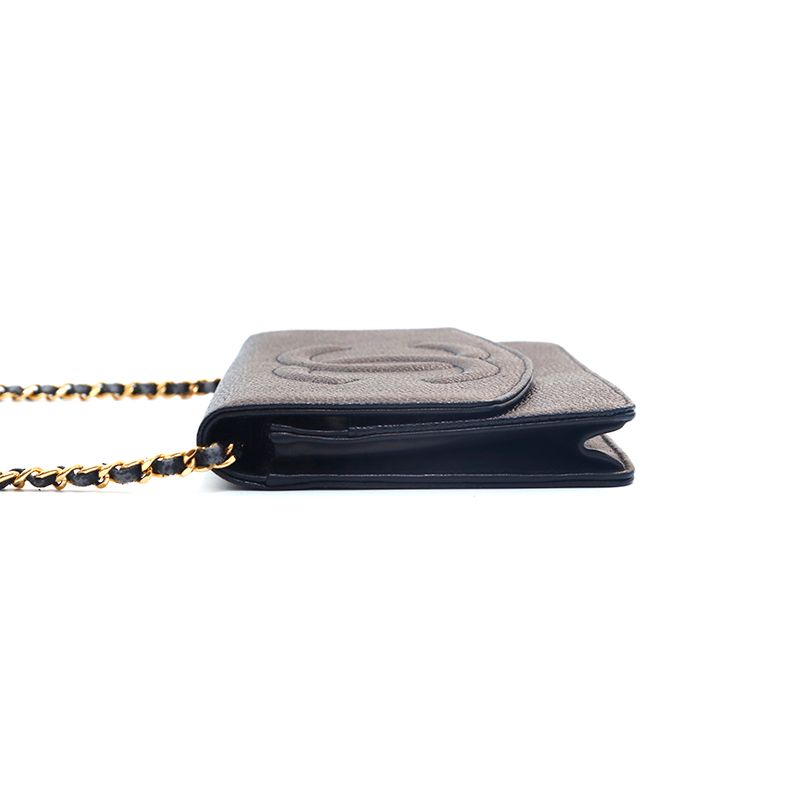 Chanel Shoulder Bag Caviar Leather CC Logo Chain Wallet — view 3