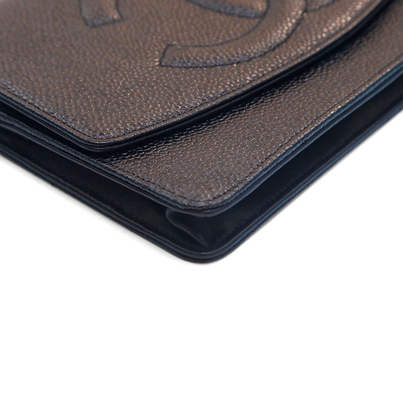 Chanel Shoulder Bag Caviar Leather CC Logo Chain Wallet — view 5