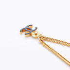Chanel Necklace CC Logo Star Gold Blue — view 4