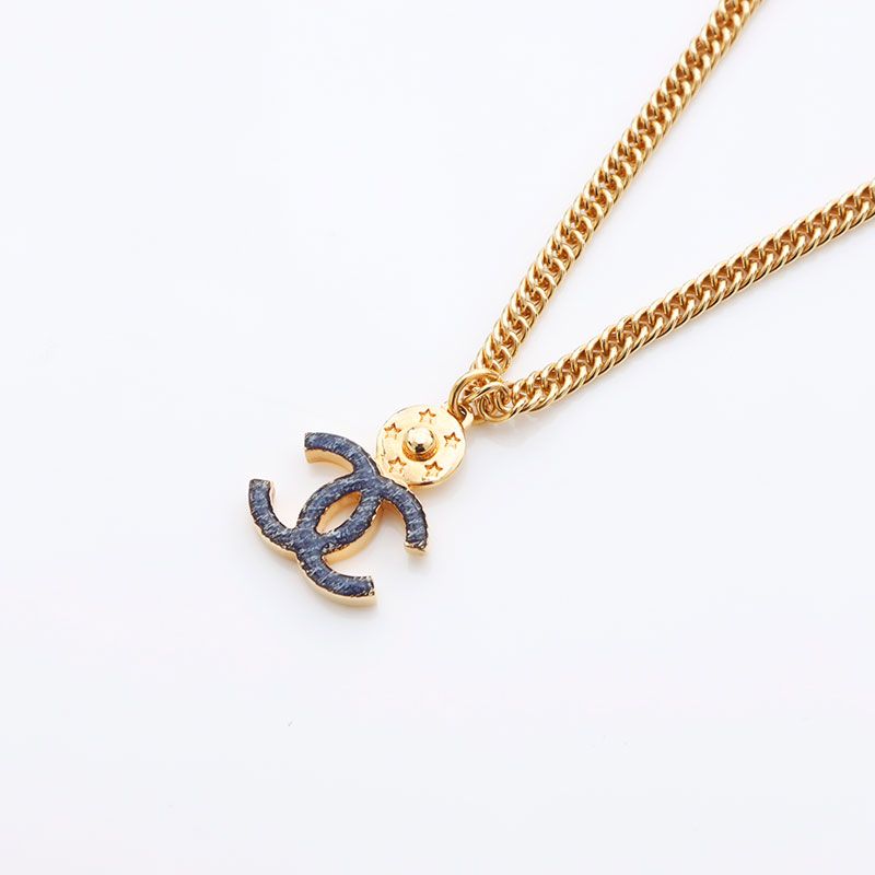 Chanel Necklace CC Logo Star Gold Blue — view 2