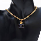 Chanel Necklace CC Logo Star Gold Blue — view 9