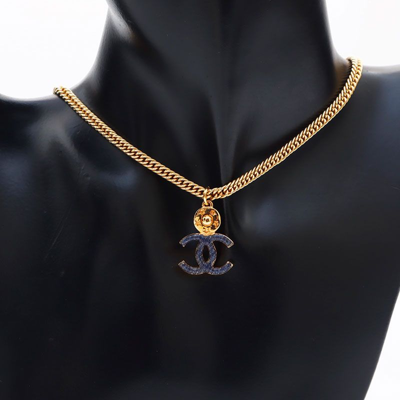 Chanel Necklace CC Logo Star Gold Blue — view 9