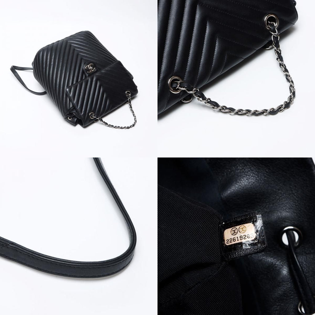 Chanel Backpack CC Logo Stitch Chevron — view 9