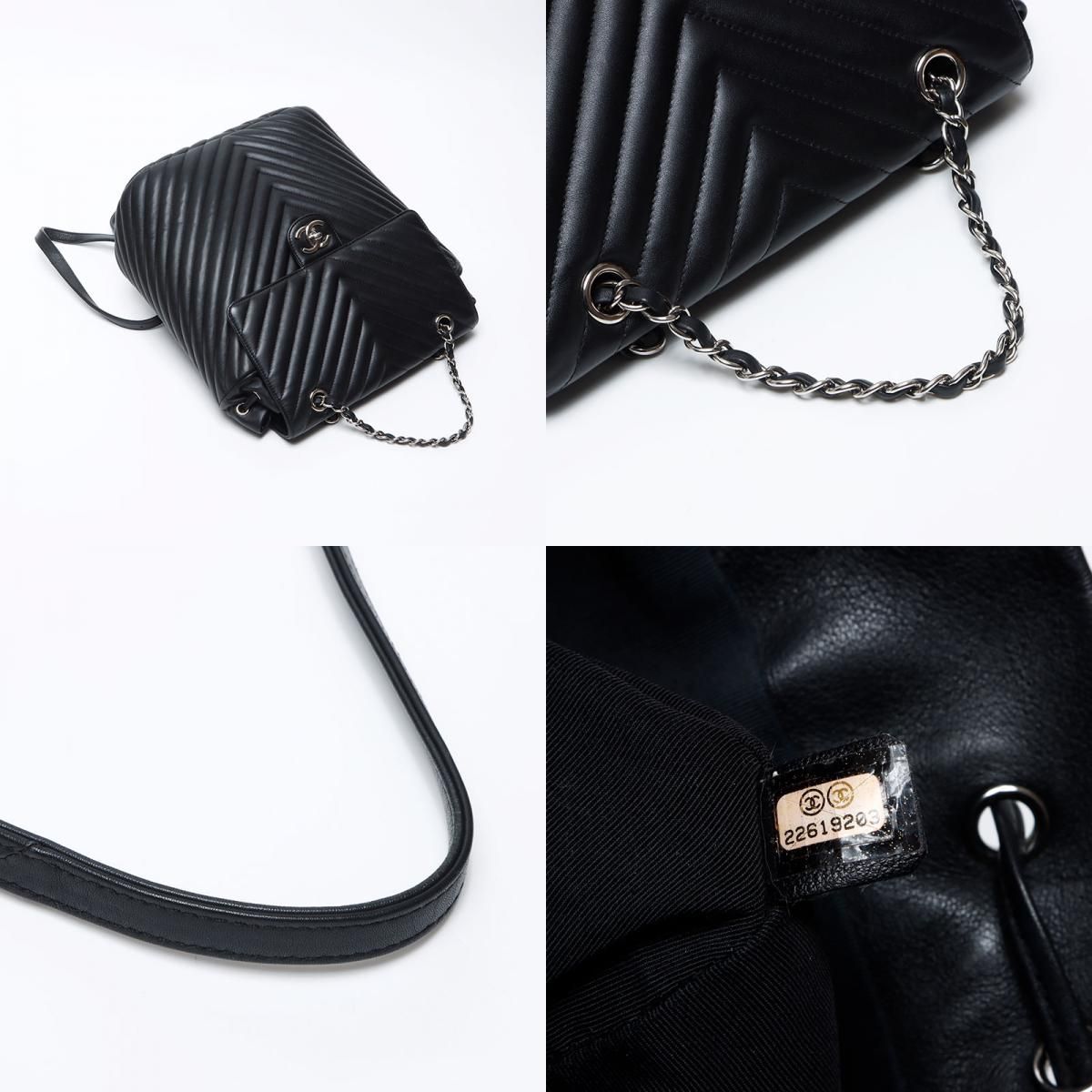 Chanel Backpack CC Logo Stitch Chevron — view 9