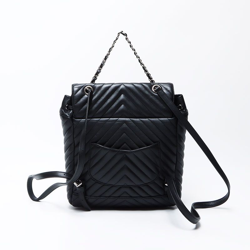 Chanel Backpack CC Logo Stitch Chevron — view 2