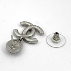 Chanel Coco Mark Rhinestone Earrings Swing Silver Plated Black — view 4