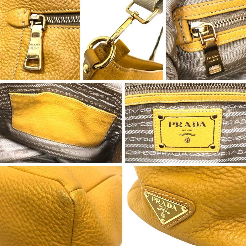 Prada Leather Shoulder Bag Yellow — view 3