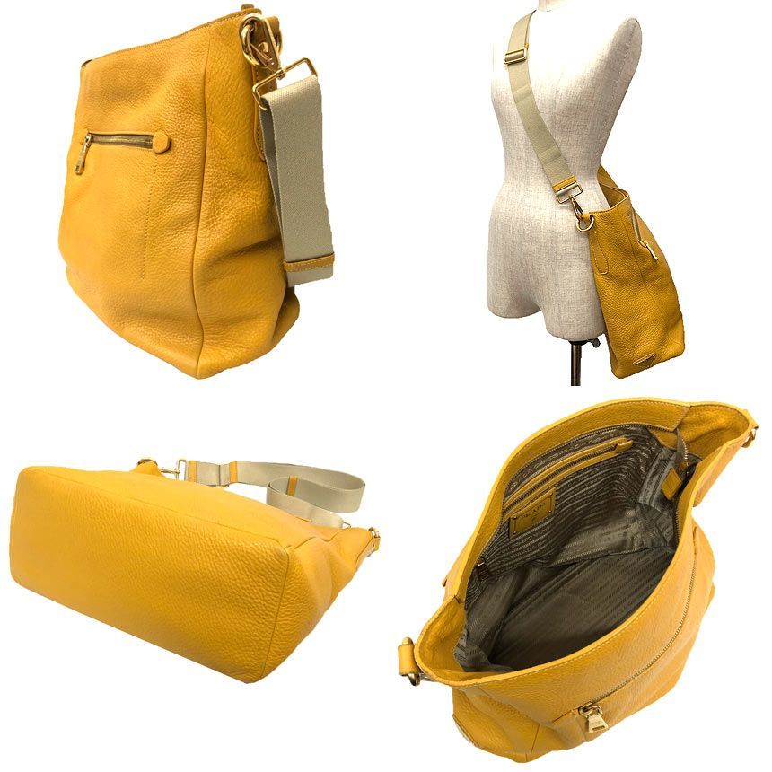 Prada Leather Shoulder Bag Yellow — view 2