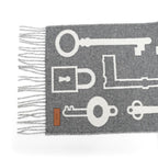 Hermes Muffler Kazak Keys Collection Gray 100% Cashmere Fringe Scarf — view 5