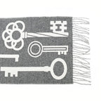 Hermes Muffler Kazak Keys Collection Gray 100% Cashmere Fringe Scarf — view 7