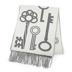 Hermes Muffler Kazak Keys Collection Gray 100% Cashmere Fringe Scarf — view 3