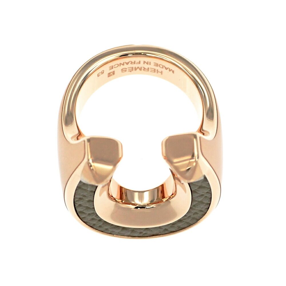 Hermes Joquette Ring GM Size 53 Etoupe Rose Gold Accessories — view 6