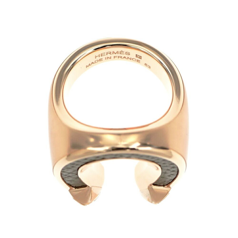 Hermes Joquette Ring GM Size 53 Etoupe Rose Gold Accessories — view 5