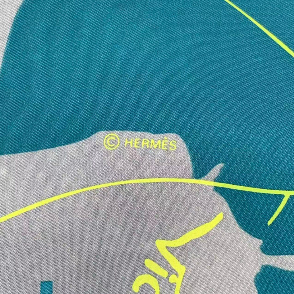 Hermes Carre 90 Scarf Map Pattern Silk Blue Box — view 7