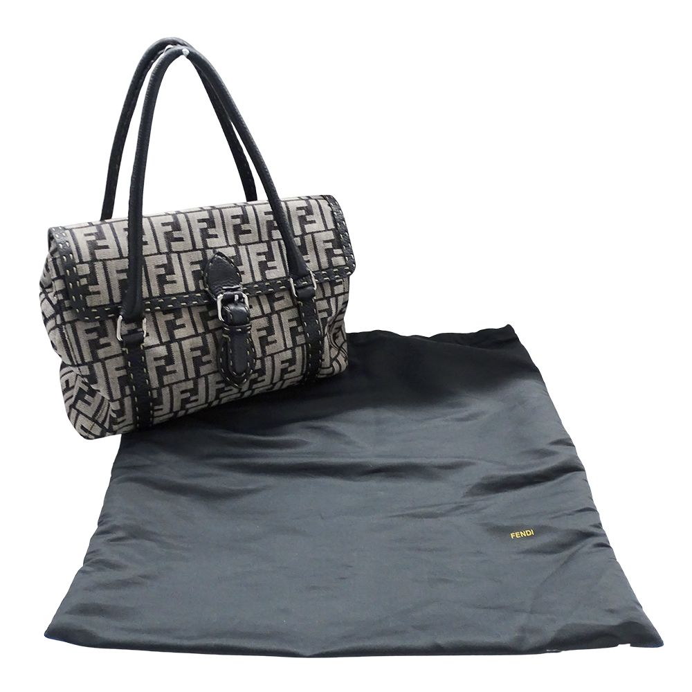 Fendi Bag Tote Handbag Zucca Selleria Mini Linda Canvas Gray — view 7