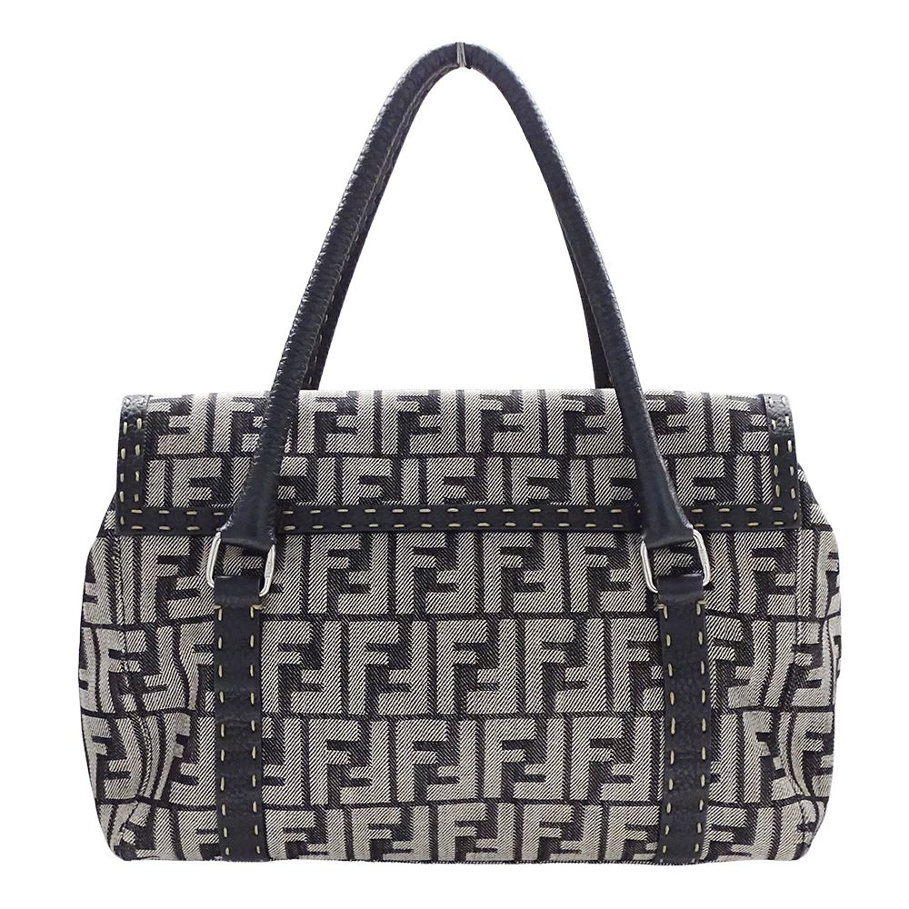 Fendi Bag Tote Handbag Zucca Selleria Mini Linda Canvas Gray — view 2