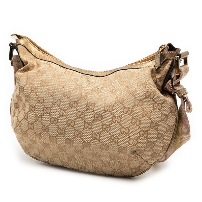 Gucci GG Canvas Crossbody Bag Beige Gold Leather — view 3
