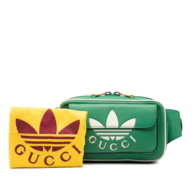 Gucci Adidas Body Bag Bum Green White Leather — view 8