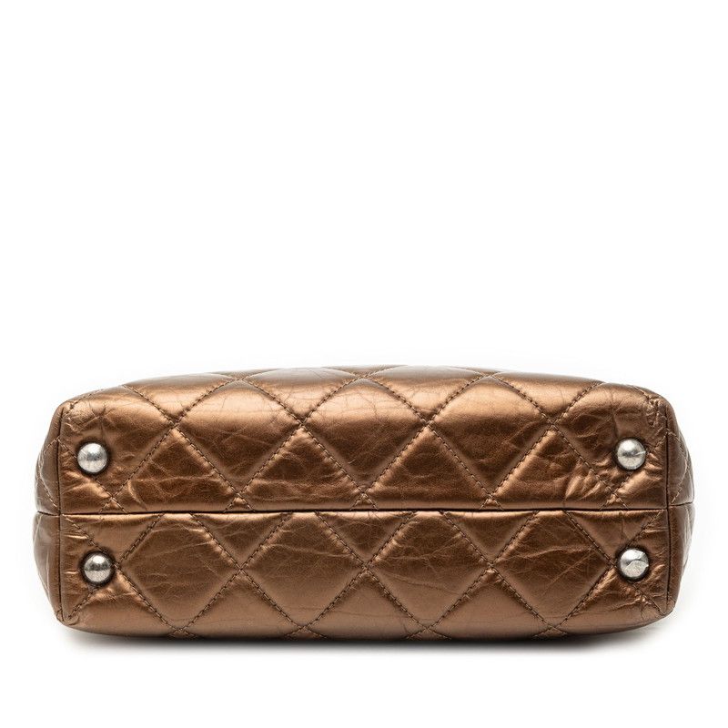 Chanel 2.55 Quilted Chain Shoulder Bag Bronze Brown Leather — view 4
