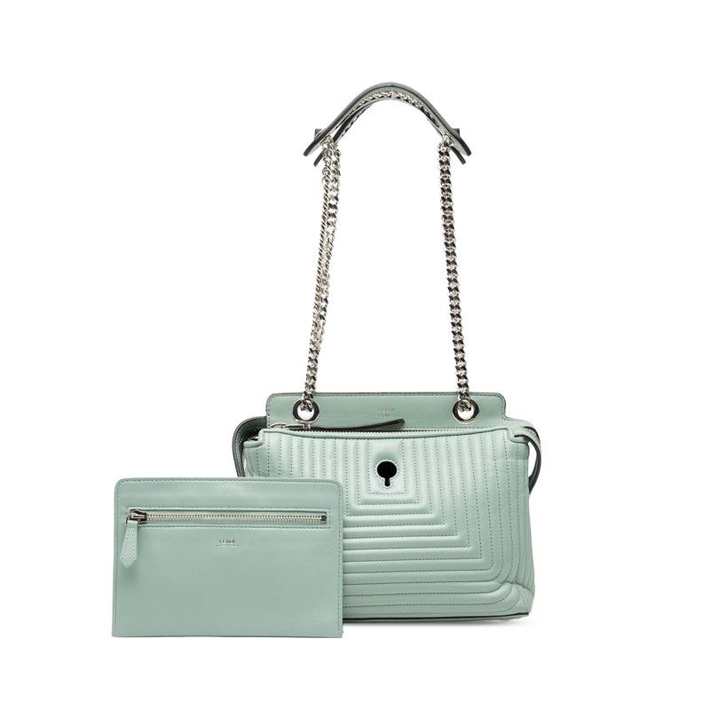 Fendicom Click Chain Shoulder Bag 8 Bn299 Light Blue Leather — view 8
