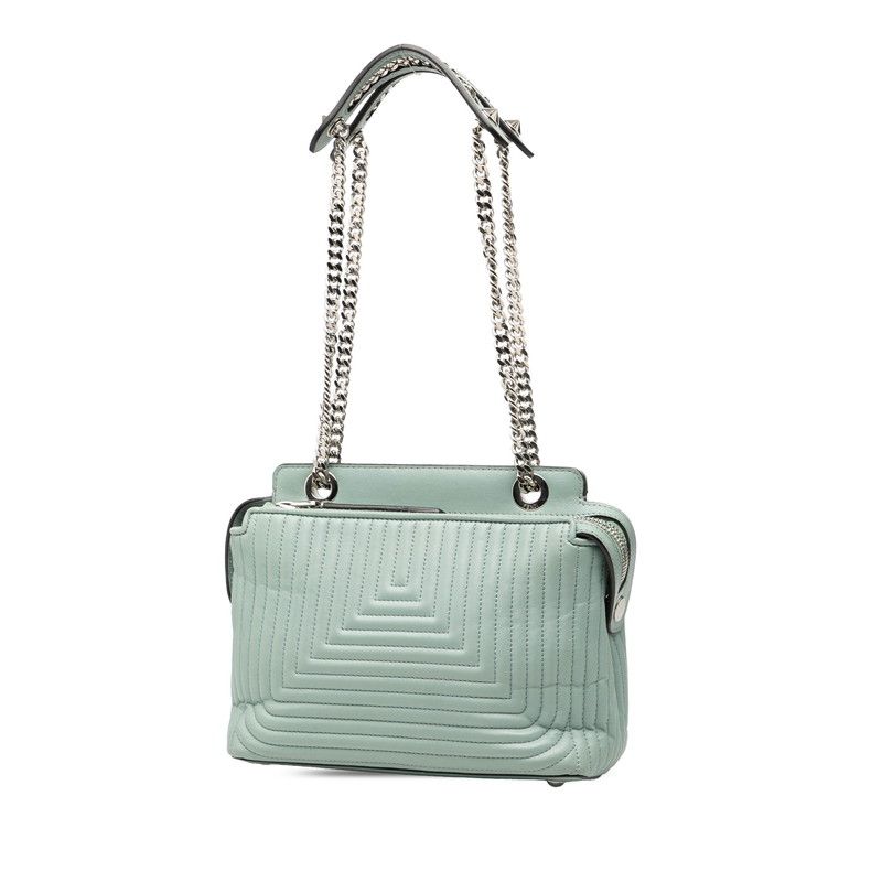 Fendicom Click Chain Shoulder Bag 8 Bn299 Light Blue Leather — view 3