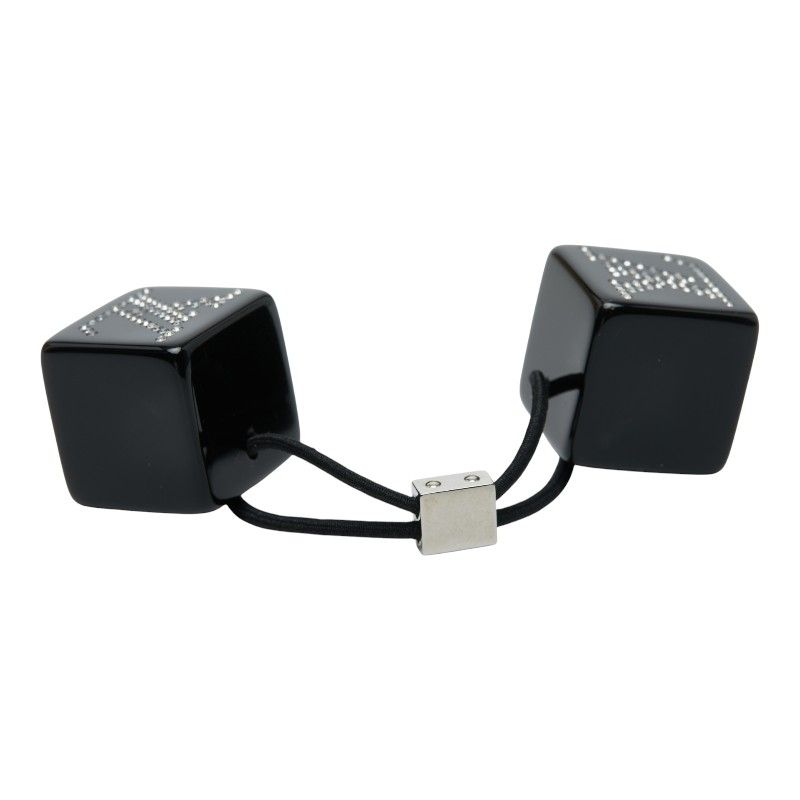 Louis Vuitton Hair Cube Ankle John Rhinestone Accessory Tie Black — view 4